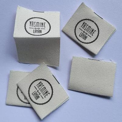 China Cotton Printing Soft Label 500PCS, 3 * 5cm End Custom Ply Natural Cotton Ribbon Clothing Labels Care Label for sale