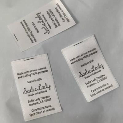 China With Your Contents Clothing Labels 1000PCS 5cm White Wash Care Label 3* Satin Ribbon Custom Labels for sale