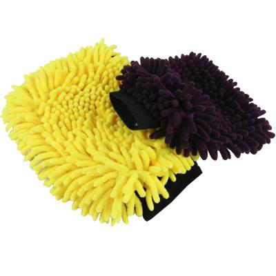 China 2021 Eco-friendly Customized Microfiber Chenille Gloves Two Sides Household Car Wash Glove for sale