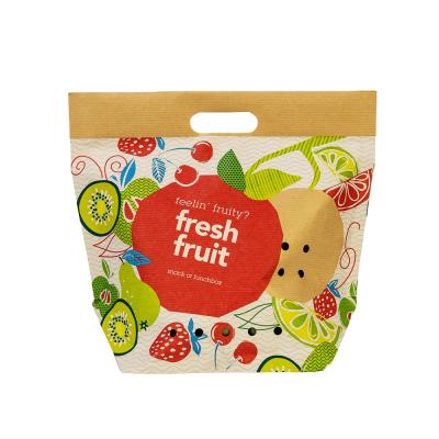 China Moisture Proof Recyclable Brown Kraft Paper Bag Fruit Bags With Handles Stand Up Packaging Bag With Your Own Logo for sale