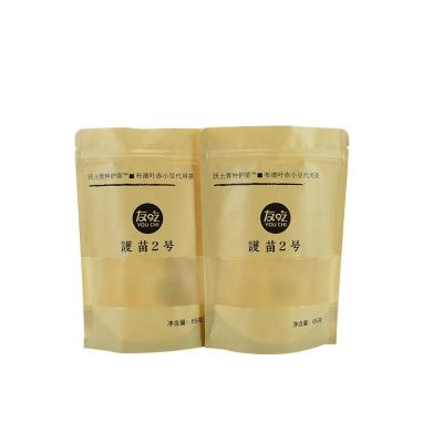 China Wholesale Customized Moisture Proof Printing Kraft Paper Food Bags With Clear Window Stand Up Pouches With Zipper for sale