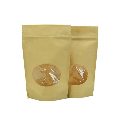 China Custom Printed Moisture Proof Food Grade Mylar Reusable Zipper Bags Kraft Paper Bags With Clear Window for sale