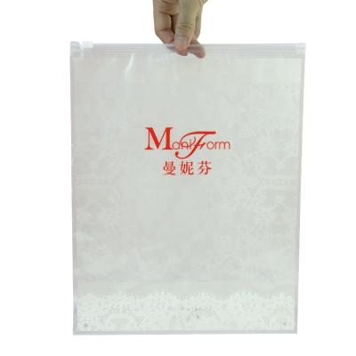 China Logo Matte Clean Moisture Proof Custom Printed Transparent Reusable Zip Lock Clothing Tote Bag for sale