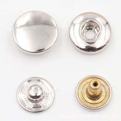 China Sustainable Logo Iron Brass Stainless Steel Sliver Custom Classic 4 Parts Spring Snap Fastener Button For Garment Accessories for sale