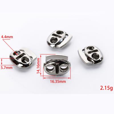 China Wholesale Nickel Free Sliver Plated Cord Rope End Buckle Rope End Lock Zinc Alloy Stopper For Clothing for sale