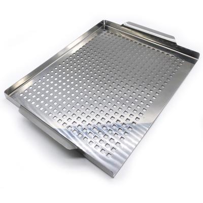 China Stainless Steel BBQ Dustproof Non-stick Grill Tray Vegetable Grill Pans for Outdoor Grill for sale