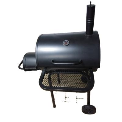 China Large Grilling Area Easily Assembled With Cast Iron Cooking Grates And A Rack Black Barrel Charcoal Heating Grill for sale