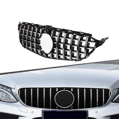 China ABS Front Bumper Mesh Grill GT Type Car Front Grille Grill For C-CLASS W205 2014-2018 for sale