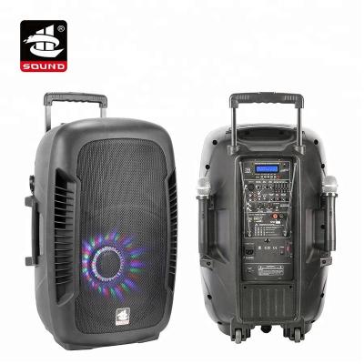 China Yes PS-4015BT-IWB (LED) Horn Professional Audio Trolley Karaoke Portable BT Speaker with LED Light for sale