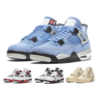 China Black cat basketball shoes aj4 active original college sports shoes blue sneakers for sale