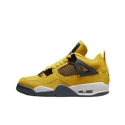 China 2021 new 'yellow electric bus aj4' active sports fashion 4S men's basketball shoes yellow 2021 men's sports shoes for sale