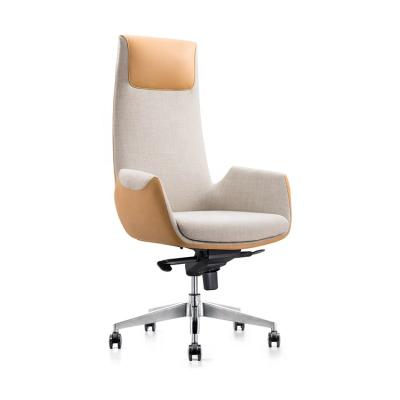 China (Height) E806 Leather Adjustable Headrest With Foam Fabric Back And Seat Swivel Office Chair for sale