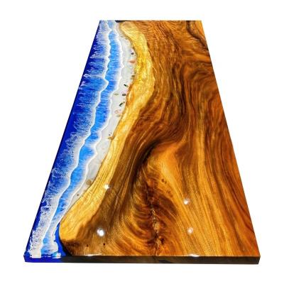 China Luxury High Quality Custom Epoxy Resin Tables Solid Wood Size Vintage Furniture Custom Epoxy Wood Tables for sale