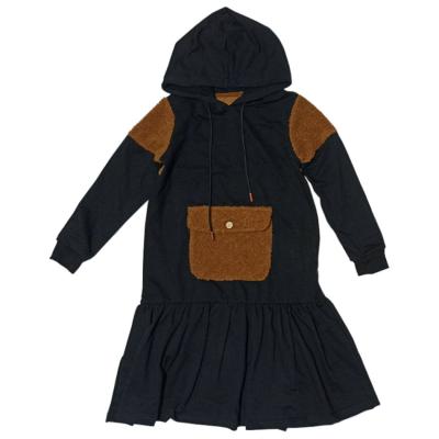 China Fabric splicing girls 100% cotton sweater dress comfortable girls' sweater dress wholesale autumn and winter sweater dress for sale