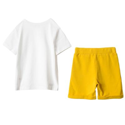 China Color Matching Chinese Supplier Yellow And White Spring And Summer Boys Cotton Comfortable Children's Two Piece Suit for sale