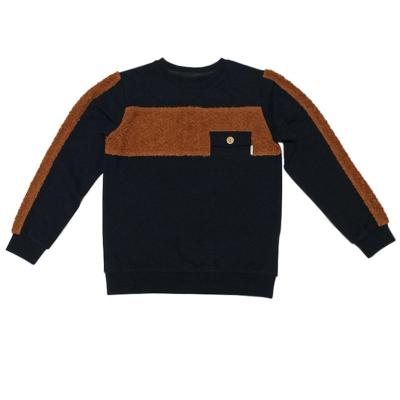 China Fabric factory wholesale new splicing boys sweater new design boy sweater loose boys long sleeve sweater for sale