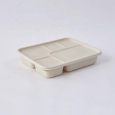 China Degradable Food Packaging Cornstarch Tableware Five Compartments Food Bowl In Stock for sale