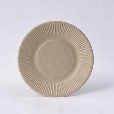 China Eco-Friendly 9 Inch Sugarcane Bagasse Round Food Disposable Biodegradable Disposable Tray Plates Sustainable Compostable Tableware for sale