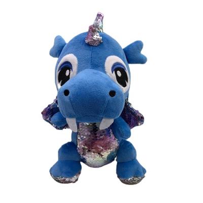 China Blue Cute Exquisite Dragon Stuffed Plush Toys High Quality Material Stuffed Sequins Fly Lovely for sale