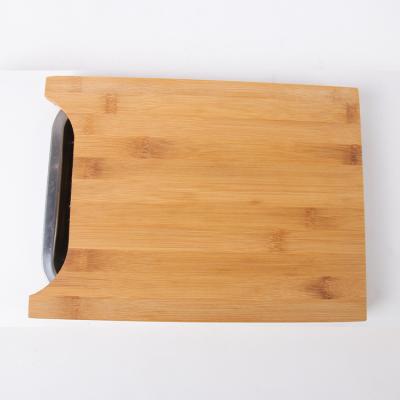 China Sustainable Bamboo Choppers With Bamboo Stainless Steel Drawer Cutting Board Tray Set for sale