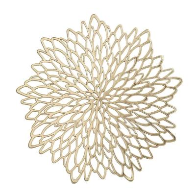 China New Europe Style Vintage PVC Vinyl Gold Place Mat Floral Dining Table Mats Place Mats for sale