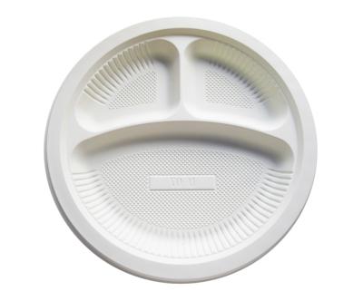 China Biodegradable Disposable Kitchenware Container Cornstarch Dishes Tray Food Bowl With 3 Compartment Dish for sale