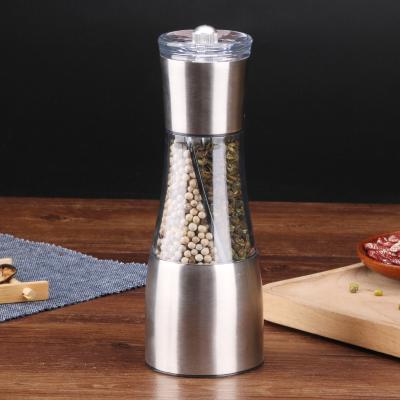 China Sustainable Hot Sale Acrylic Grinder Kitchen Accessories Stainless Steel Spice Salt And Pepper Mills for sale