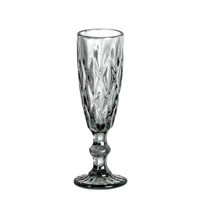 China 1019-1 Factory Sustainable Green Embossed Sales Colored Vintage Promotional Glass Wine Juice Creative Goblet for sale