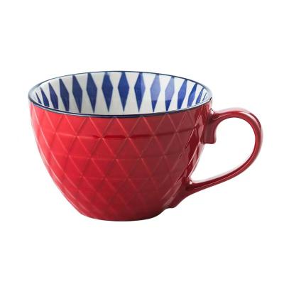 China 929-1 Viable 2021 Reusable Ceramic Dessert Cup Embossed Mugs for sale