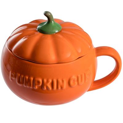 China 96-4 Amazon Success Halloween Pumpkin Ceramic Coffee Cup Viable Cute Student Breakfast Cup for sale