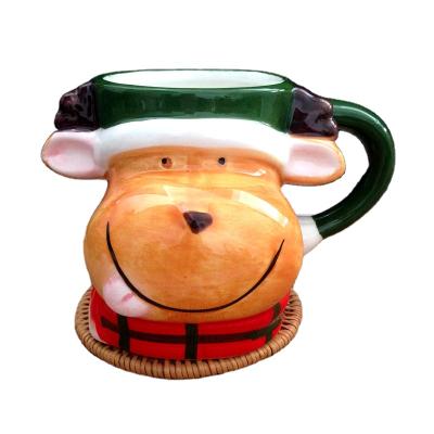 China Creative Christmas Reindeer Cartoon 822-36 Modern Popular Ceramic Santa Claus Animal Snowman Mug Gift for sale