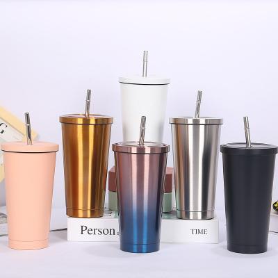 China 96-44 Stainless Steel Straw Thermos Cup Outdoor Double Wall Vacuum Updraft Durable Drink Cups With Straw for sale