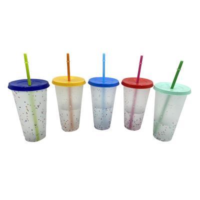 China Modern Popular Heat Sensitive Plastic Cold Water Color Changing Cup Straw 822-38 Cup for sale