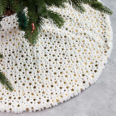 China Art Decor Christmas Tree Skirt Party Faux Fur Ribbon SnowflakeHot Sale Christmas DecorationsOrnaments Tree Skirt 929-7 for sale