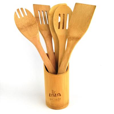 China Minimalist 1025-1 Eco-Friendly Biodegradable Bamboo Spoon Fork Spatula Kitchen Tools Cooking Kitchen Accessories for sale