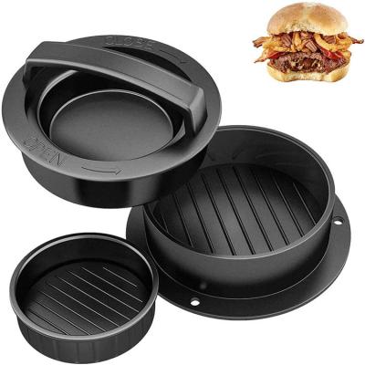 China 1019-20 Viable 3-in-1 Non Stick Patty Mold Hamburger Press Different Sizes Hamburger Factory Wholesale Patty Press Manufacturer 2021 for sale