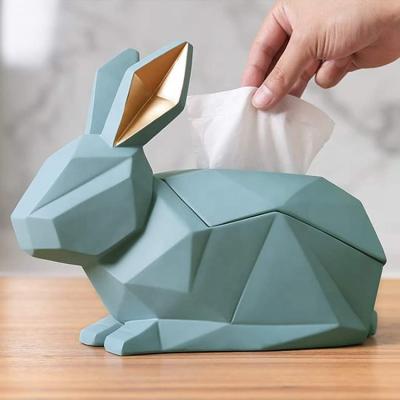 China Wholesale Nordic Minimalist 106-003 Resin Rabbit Living RoomHome Decor GeometricTissue Box for sale