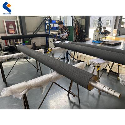 China Rubber roller for paper making machine silicone roller ink roller guide steel embossing cylinder FTS-486 for sale