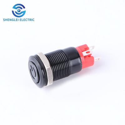 China SHENGLEI 12mm electric buttonsNo- led latching black housing push button switch piezo switch customized SL12A-P10Z/DY for sale