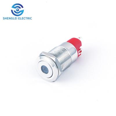 China SHENGLEI 12mm Metal Momentary Flat Single Main Push Button Switch Led 3v 6v 12v 24v 220v SL12A-P10Z/D for sale