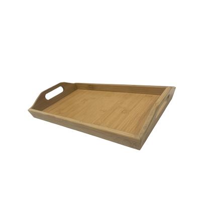 China Tray Household Sustainable Bamboo Serving Tray With Wooden Handles Breakfast Tray For Kitchen Living Room Bedroom Tea Coffee Table for sale