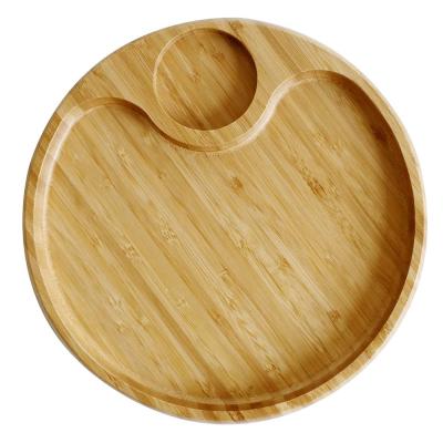 China Sustainable Chip and Dip Bamboo Serving Tray Serving Platter for Food and Beverage for sale