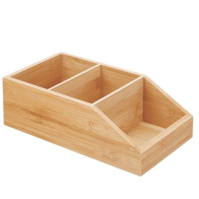 China Sustainable Natural Bamboo Food Storage Bin With Divided 3 Compartments for sale