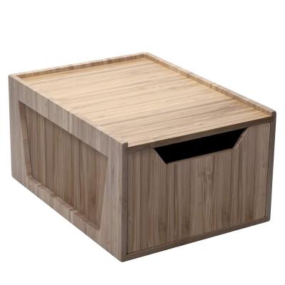 China Large Sustainable Bamboo Drawer Stackable Storage Solution For Office Supplies for sale