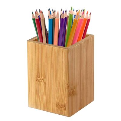 China Pen Holder Bamboo Wood Desk Pencil Cup Holder Stand Multi Purpose Use for Office Home Desk Accessories Desk Organizer for sale