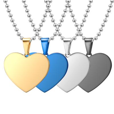 China Other Stainless Steel Peach Heart Love Pendant Necklace Blank Laser Lettering 304 Titanium Steel for sale