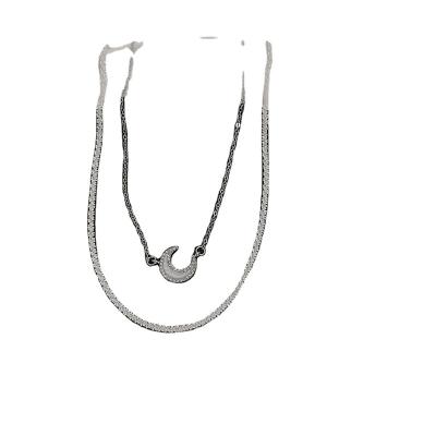 China Unisex Shimmering Super Luxury Sense Of Clavicle Bent Chain Moon Necklace Electric Garland Niche Temperament Design Sense for sale