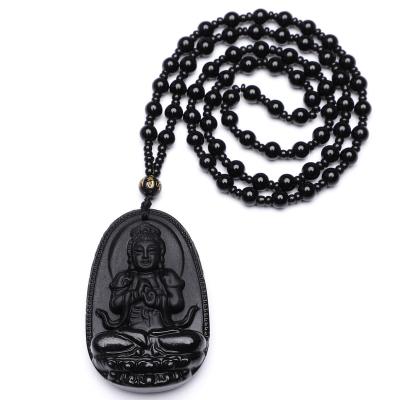 China The Other Zodiac Destiny Buddha Original Patron Saint Necklace Obsidian 12 Pendant for sale