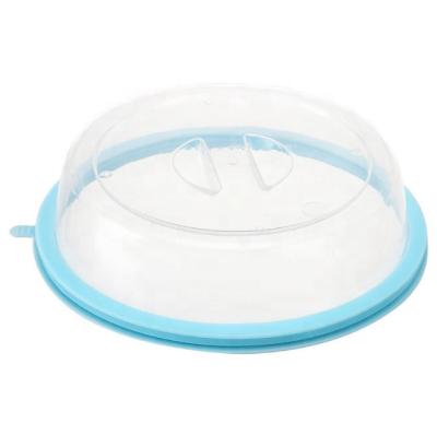 China Home Use PBA Free Plastic Silicone Splatter Guard Microwave Food Clear Splattered Leak Proof Easyclean Dish Cover for sale