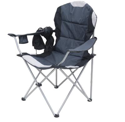 China Weather Outdoor Furniture Portable Oversized Folding Camping Folding Chair Padded Armchair With Cup Support Lumbar Back Chair for sale